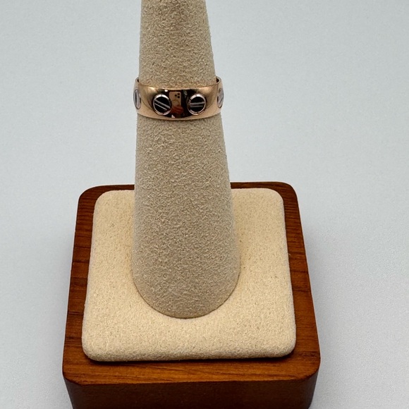 Vintage WBI 14K Two-Tone Screw Head Band Ring Size 5 Yellow White Gold - Picture 8 of 16